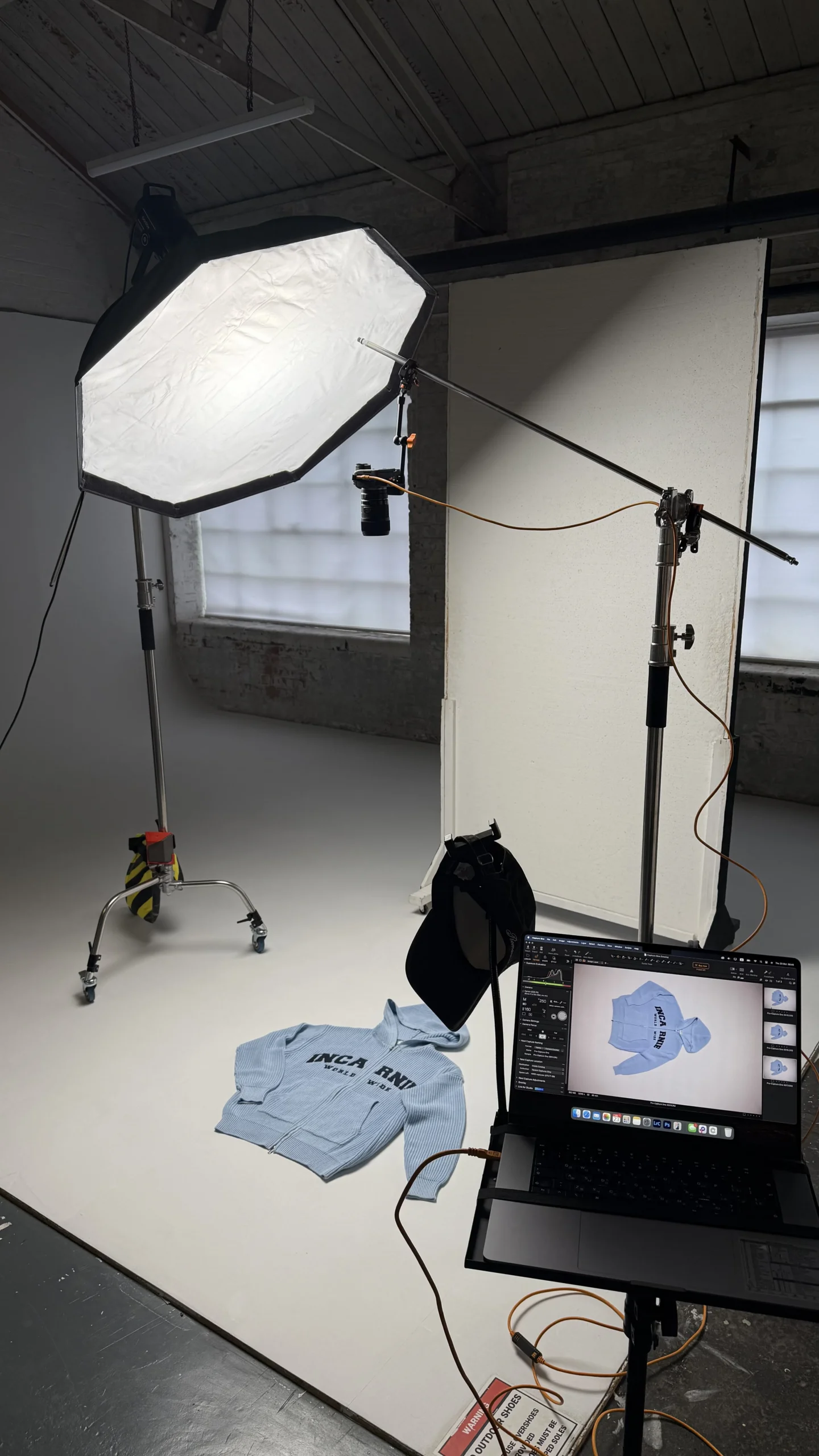 Makeup and preparation area in fully equipped photography studio near London